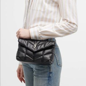 YSL Loulou mini puffer crossbody bag black/silver NWT